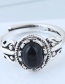 Fashion Silver Color+black Oval Shape Decorated Opening Ring