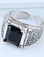 Fashion Silver Color Square Shape Decorated Opening Ring