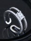Fashion Silver Color Full Diamond Decorated Double Layer Opening Ring