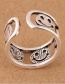 Vintage Silver Color Hollow Out Design Face Shape Opening Ring