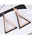 Fashion Rose Gold+black Triangle Shape Decorated Earrings
