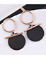 Fashion Rose Gold+black Round Shape Decorated Earrings