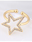 Elegant Gold Color Star Shape Design Pure Color Ring
