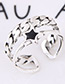Elegant Antique Silver Star Shape Decorated Double Layer Ring