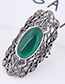 Elegant Green Gemstone Decorated Hollow Out Ring