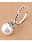 Elegant Antique Silver Pearl Pendant Decorated Simple Ring