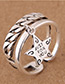Elegant Antique Silver Double Layer Design Opening Ring