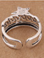 Elegant Antique Silver Double Layer Design Opening Ring