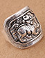 Elegant Antique Silver Lion Pattern Decorated Pure Color Ring