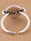 Elegant Antique Silver Round Shape Decorated Pure Color Ring