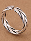 Elegant Antique Silver Pure Color Design Opening Ring