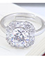 Sweet Silver Color Square Shape Diamond Decorated Ring