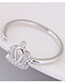 Sweet Silver Color Crown Shape Decorated Opening Ring