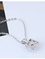 Elegant Silver Color Square Shape Pendant Decorated Necklace