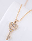 Elegant Gold Color Key Shape Pendant Decorated Necklace