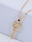 Elegant Gold Color Key Shape Pendant Decorated Necklace