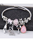 Elegant Pink Key&tower Pendant Decorated Bracelet