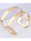Elegant Gold Color Pure Color Design Opening Bracelet