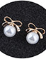 Elegant White+gold Color Bowknot&pearls Decorated Earrings