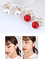 Elegant Red+white Pearls&diamond Decorated Simple Earrings