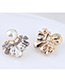 Elegant White Geometric Shape Diamond Decorated Earrings