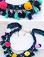 Fashion Multi-color Tassel Decorated Pom Ball Necklace