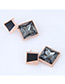 Fashion Rose Gold+sapphire Blue Square Shape Decorated Earrings