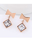Fashion Rose Gold+sapphire Blue Bowknot Shape Decorated Earrings