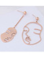 Fashion Rose Gold Face Shape Decorated Earrings