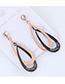 Fashion Black+rose Gold Water Drop Shape Decorated Earrings