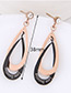 Fashion Black+rose Gold Water Drop Shape Decorated Earrings