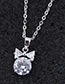 Elegant Silver Color Diamond Decorated Pure Color Necklace