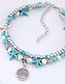 Elegant Blue+silver Color Tree&starfish Pendant Decorated Anklte