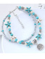 Elegant Blue+silver Color Tree&starfish Pendant Decorated Anklte