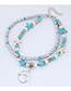 Elegant Blue+silver Color Bird&starfish Pendant Decorated Anklte