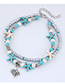 Elegant Blue+silver Color Heart Shape&starfish Decorated Anklte