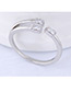 Elegant Silver Color Square Shape Diamond Decorated Ring