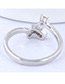 Elegant Silver Color Heart Shape Decorated Opening Ring