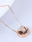 Fashion Rose Gold Diamond Decorated Pure Color Necklace