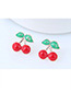 Fashion Red+green Cherry Shape Decorated Earrings (12 Pcs)