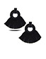 Elegant Black Circular Ring Decorated Tassel Earrings