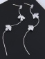 Fashion White Diamond Decorated Tassel Earrings