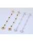 Fashion Gold Color+green Flower Shape Decorated Tassel Earrings