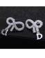 Simple Silver Color Bowknot Shape Decorated Earrings