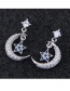 Simple Silver Color Moon&star Shape Decorated Earrings