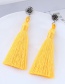 Fashoin Yellow Diamond Decorated Tassel Earrings