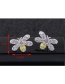 Sweet Silver Color Full Diamond Design Bee Shape Earrings