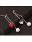 Sweet Silver Color Heart Shape Pendant Decorated Long Earrings