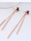 Simple Gold Color+black Star Shape Decorated Earrings