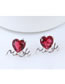 Sweet Red Heart Shape Diamond Decorated Earrings